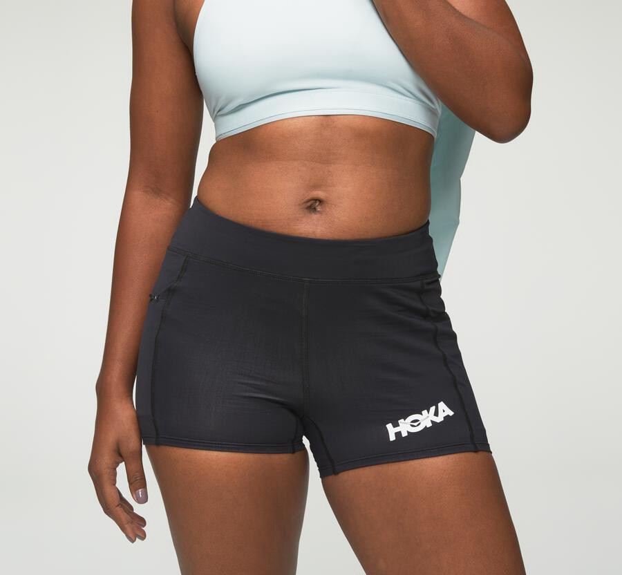 Shorts Womens - Hoka One One Performance Knit - Black - MTUCVLI-07